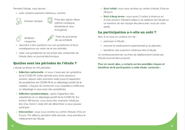 brochure étude clinique sur la Covid-19
