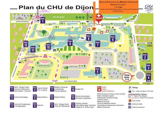 Plan du CHU pour nous trouver